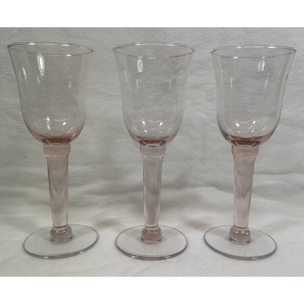 La Mediterranea? Pink Wine Glasses 7.5" Handblown 7 oz Set Of 3
